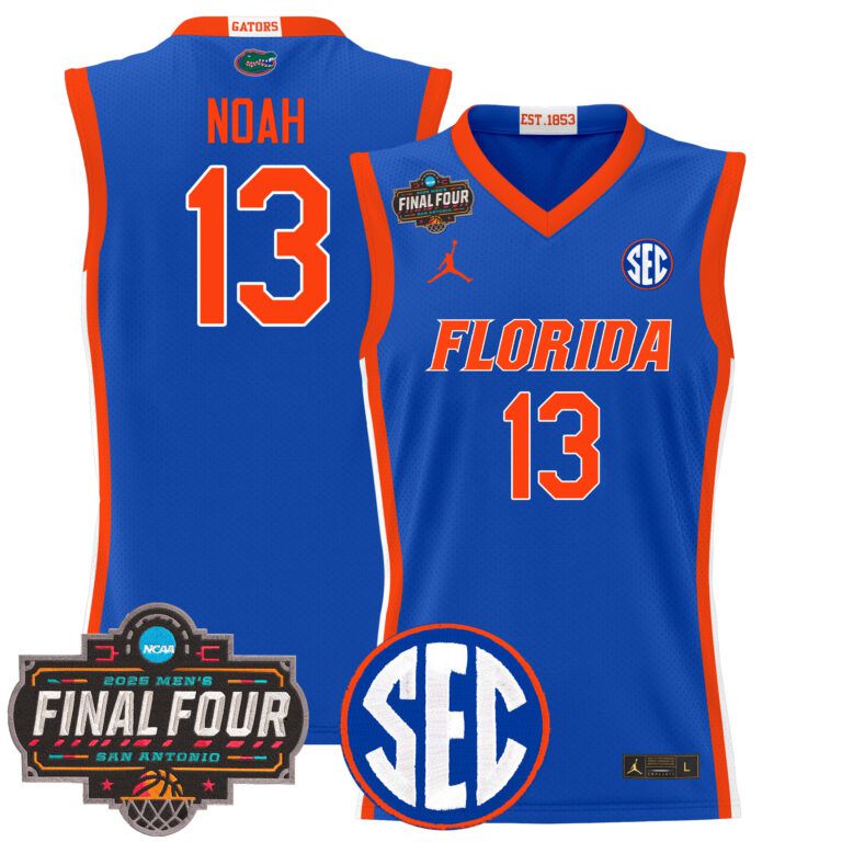 Men Florida Gators #13 Noah blue 2025 Final Four Patch NCAA Jersey